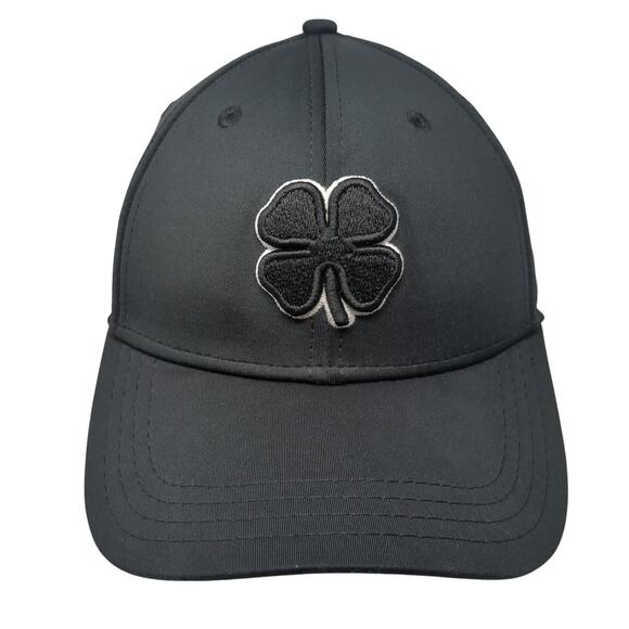 Black Clover Fitted Hat Black Medium Logo Embroidered Live Lucky 6 Panel - Picture 1 of 9
